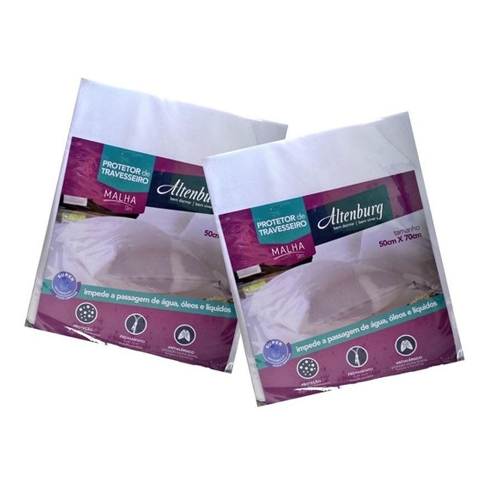 Protetor de Travesseiro Altenburg 2 Peças Impermeável Malha Slim Branco - 50cm x 70cm