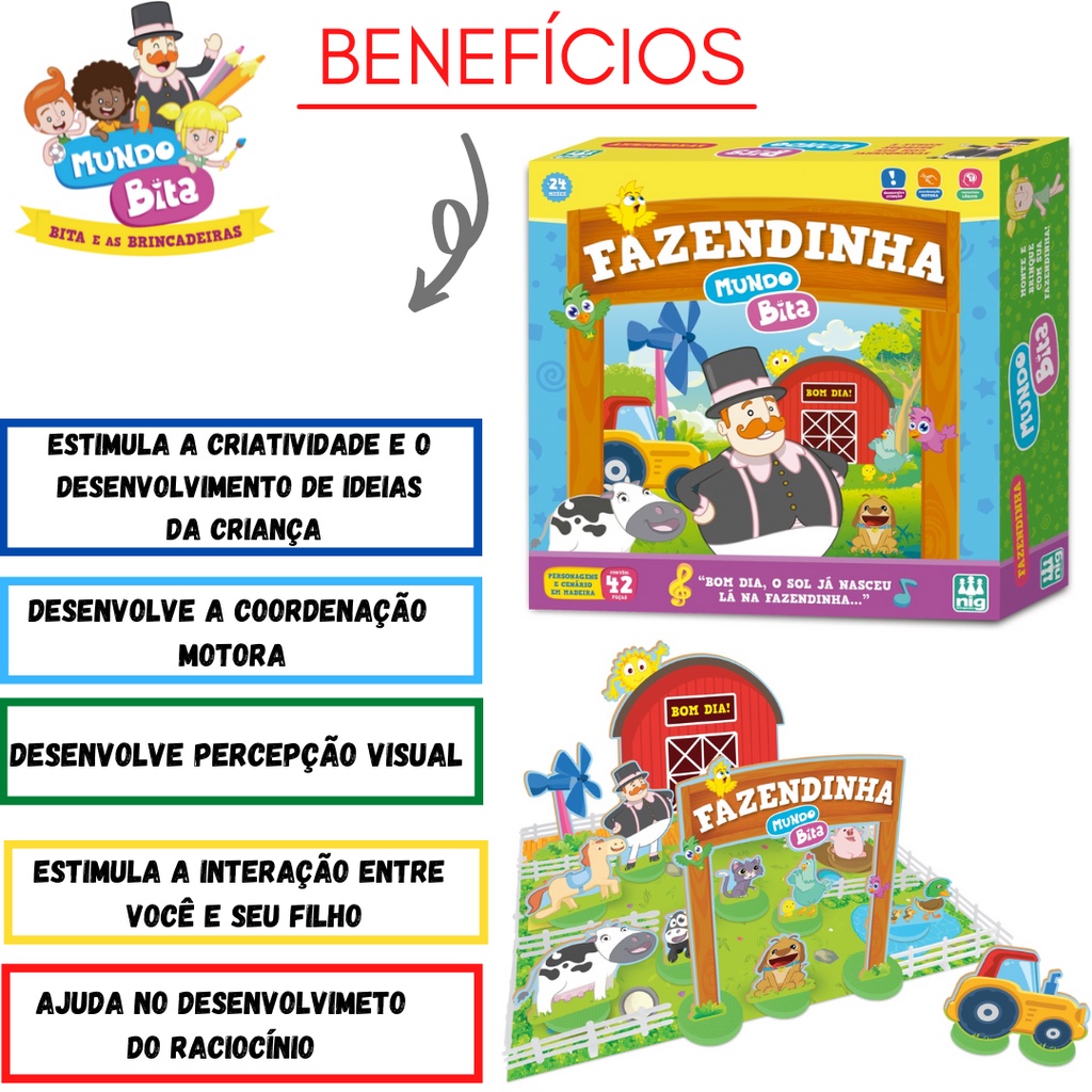 Fazendinha Brinquedo Mundo Bita e Animais Educativo Infantil- Nig | Shopee  Brasil