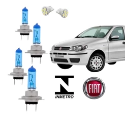 Kit Lâmpadas Farol Super Brancas Fiat Palio Siena G3 204 a 2014 H7 H7