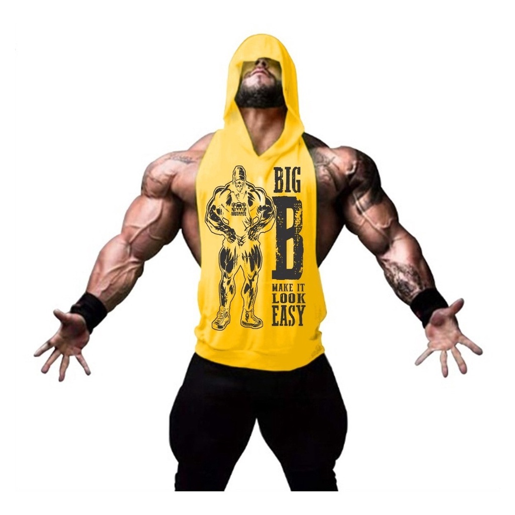 Camiseta Regata Cavada Masculina Capuz Bolso Estampada