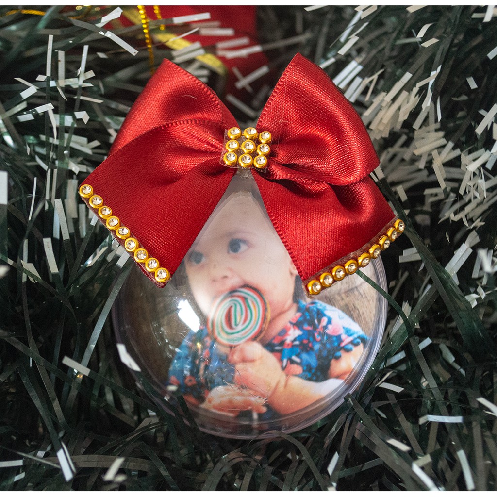 4 Bolas de Natal de Acrílico Super Luxo Personalizadas com Foto e Frase -  6,5cm - Enfeite de Natal e Decoração | Shopee Brasil