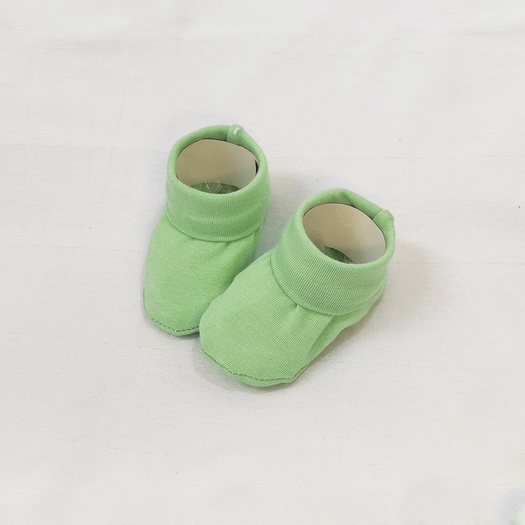VERDE LISO Sapatinho Pantufa para Recém Nascido Bebê 100% Algodão Antialérgico e Macio