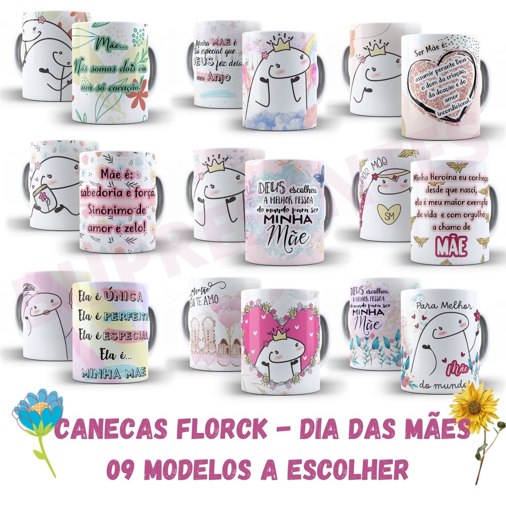 Caneca Estilo Flork para o Dia das Mães em cerâmica 325ml decoração presente lembrancinha carinho cozinha café frases humor meme bento