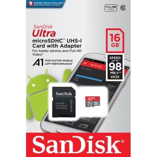 Sandisk Cartão de Memória SD Ultra A1 8GB 16GB 32GB 64G 48M/S para celular Microsd Card