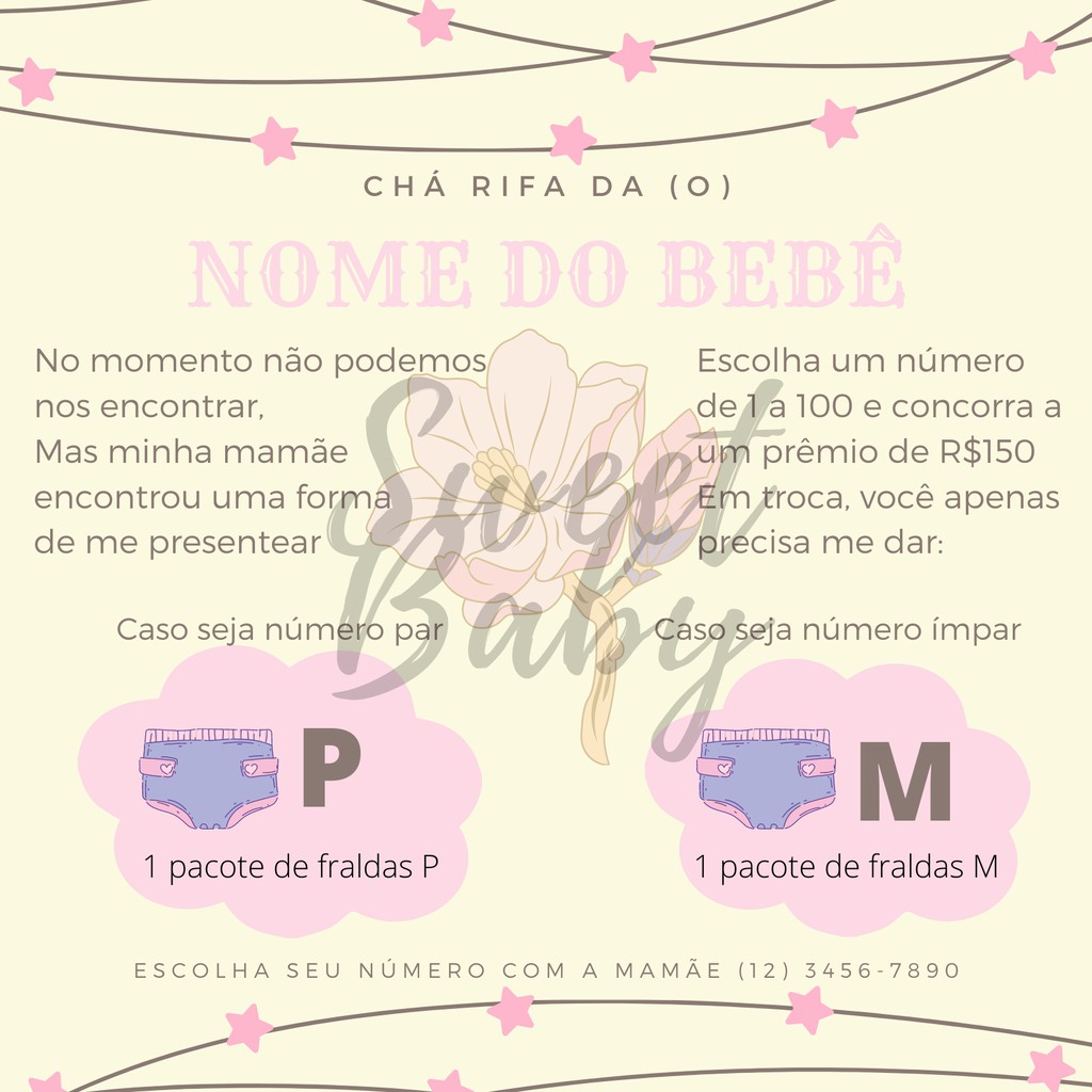 Convite de Chá Rifa Virtual Bebê