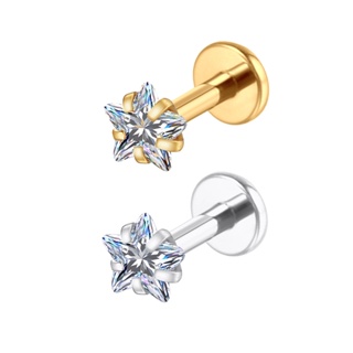 Piercing Labret Zircônia Estrela | Helix, Tragus, Conch, Nariz, Boca-Medusa em Oferta na Shopee
