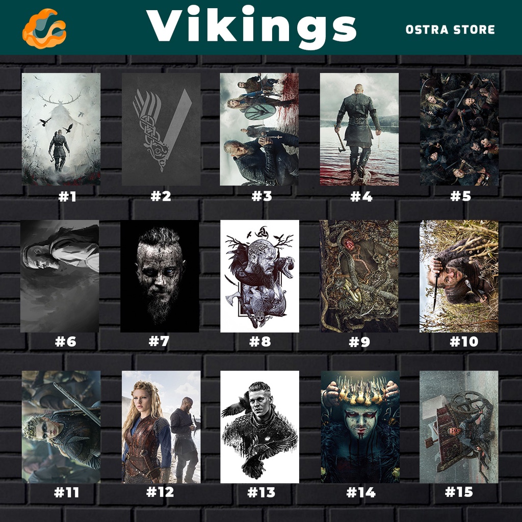 Vikings 01 a 15 - Placa MDF & Quadro com Moldura - Quadro parede & decoração - Ragnar Lothbrok em Oferta na Shopee