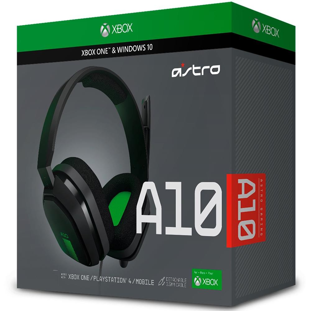 HEADSET ASTRO A10 GAMER XBOX PLAYSTATION PC PRETO E VERDE