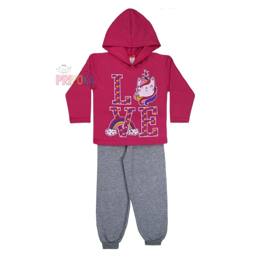 [[Tam.1 ao 6] Conjunto Moletom Infantil Menina - Cleomara Kids (dia a dia)