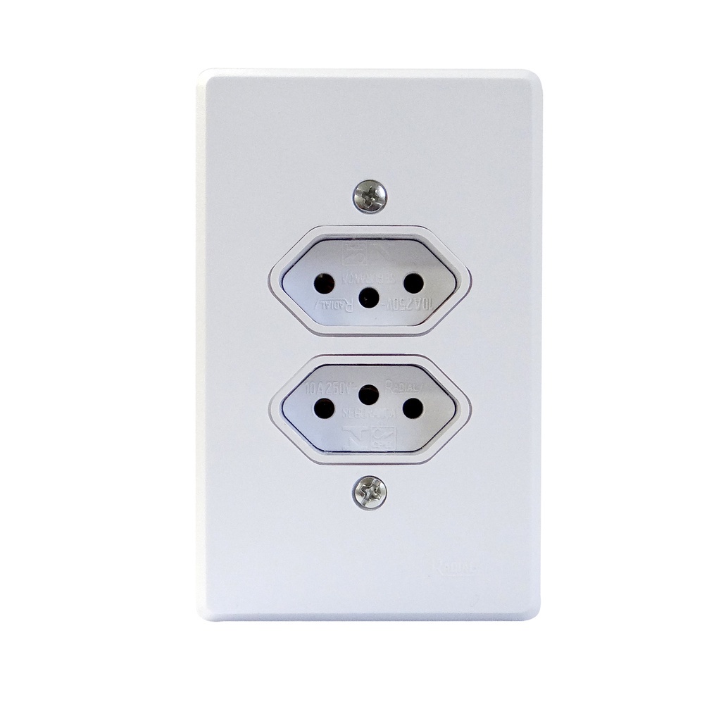 Tomada Dupla 3 Pólos 10a Linha Gelo Radial