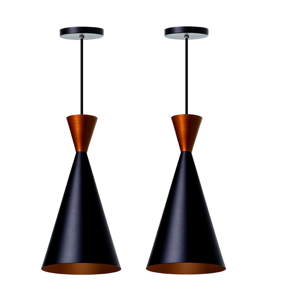 Kit 2 Lustre Pendente Cone Canadá Sala Cozinha Churrasqueira