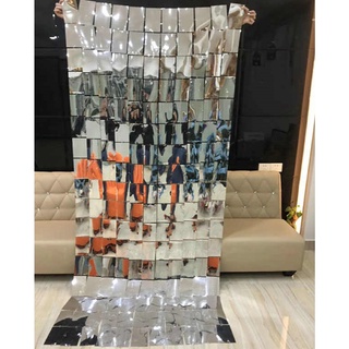 Cortina Metalizada Quadradinhos Decoração Festa 1m X 2m Reveillon Carnaval Casamento