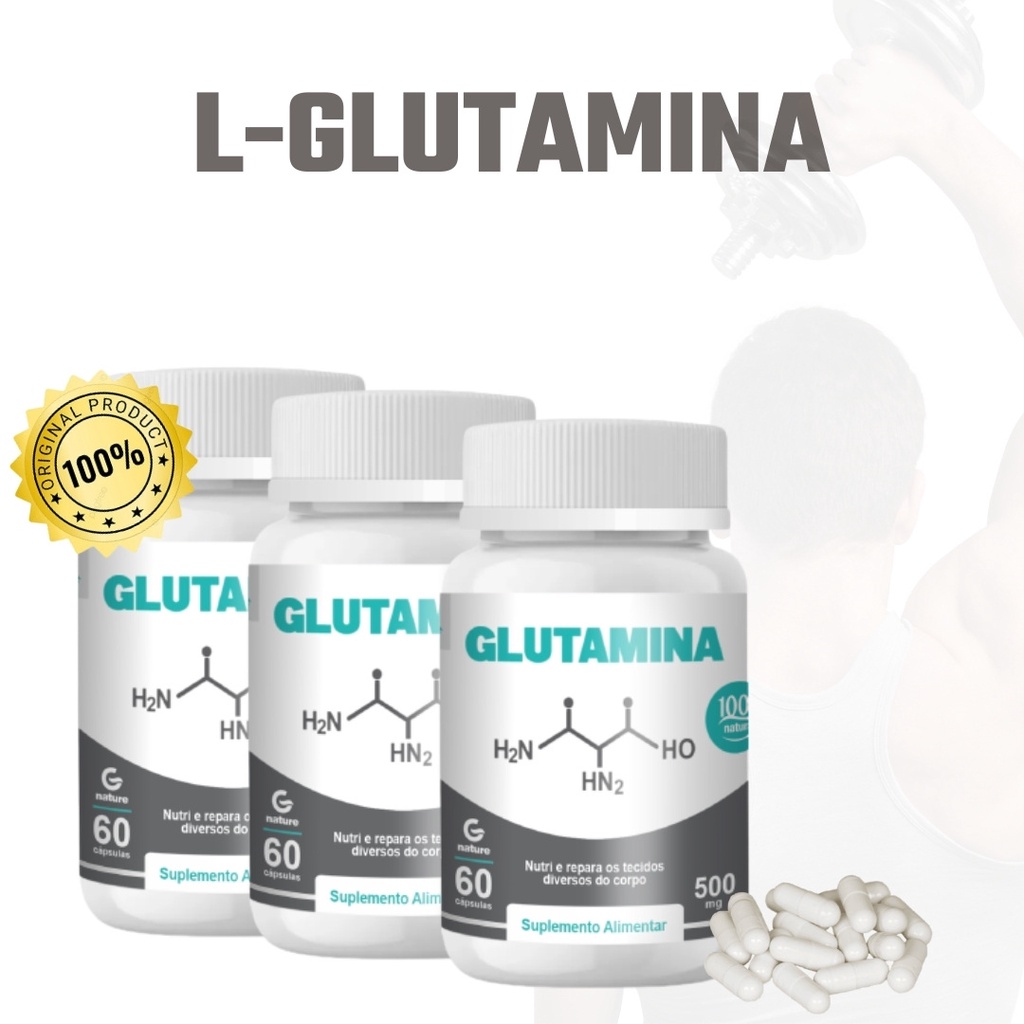 KIT 3X L-Glutamina 60 cápsulas 500mg GENATURE Original