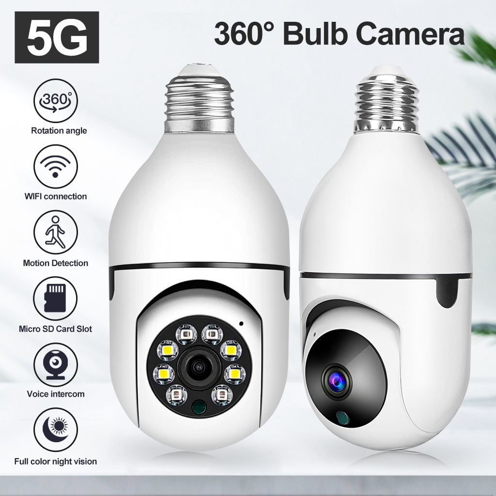 2.4G/5G HD Bulbo Câmera IP Sem Fio Wi-Fi Panorâmica De 360 Graus De Rotação WiFi Home Security Monitor De CCTV Dupla Fonte De Luz