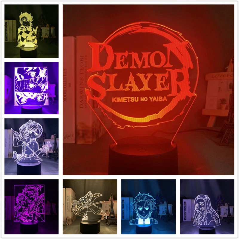 Anime Demon Slayer Zenitsu Nezuko Luminária LED 3D Noturna Presente e Decoração