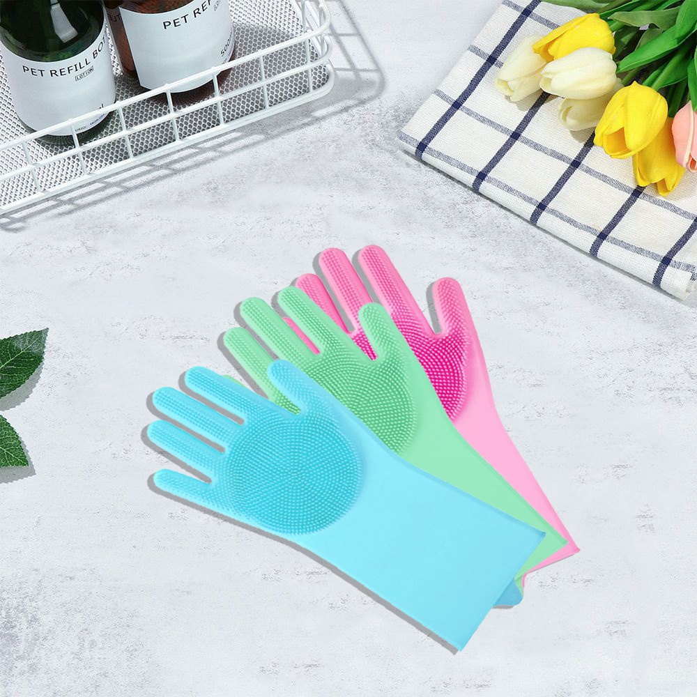Luvas Limpeza De Silicone Multifuncional Prática Esponja Lavar Louça Cozinha Casa Pet Carro