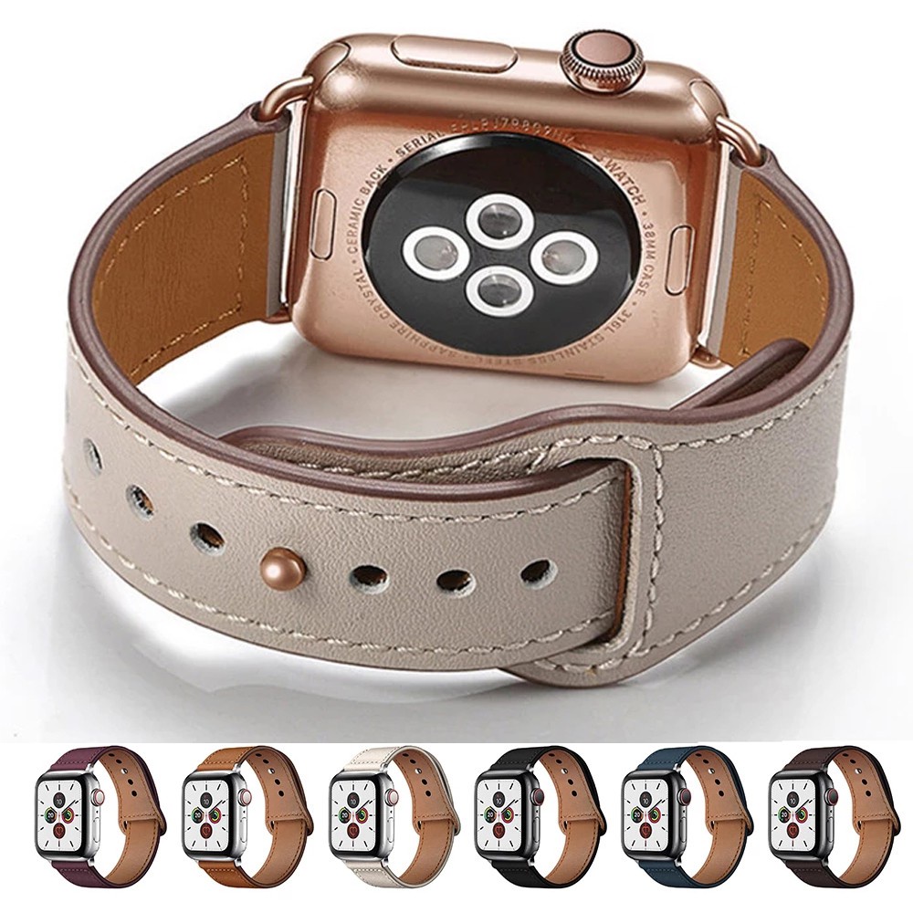 Pulseira De Couro Genuíno Para Smartwatch Relógio Inteligente Série 10 9 8 7 6 Se 5 4 3 2 1 Tamanho 46mm 42mm 44mm 40mm 42mm 38mm 41mm 45mm iwatch Ulrta 49mm