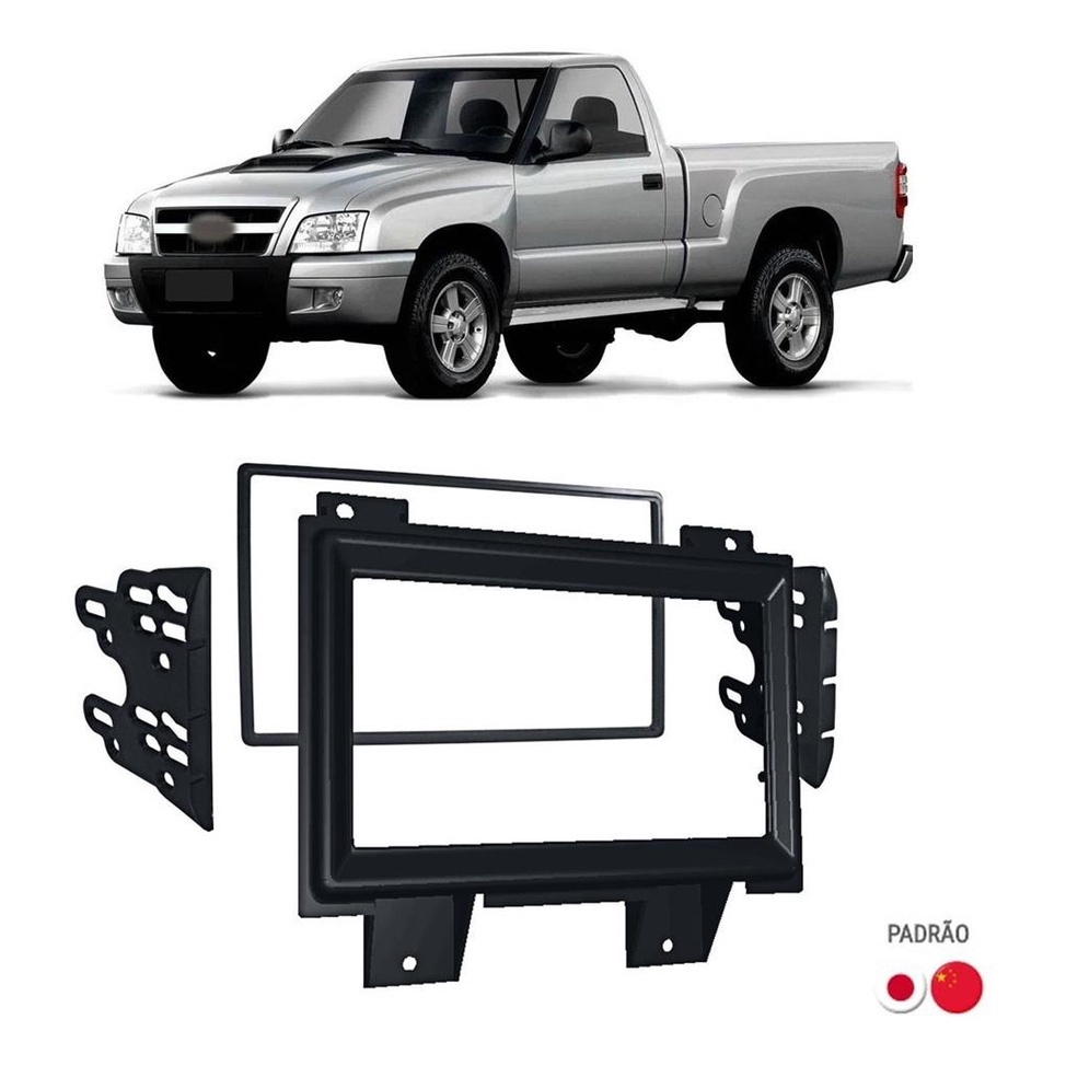Moldura Painel 2din Gm Blazer S10 Pitbull 1995 A 2000 Preta