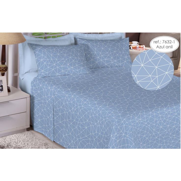 Jogo de Cama Lençol Casal 4 peças 100% Algodão Estampado Elástico em Oferta na Shopee