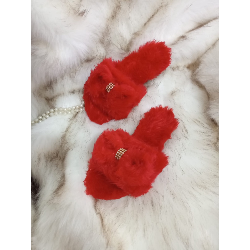 Pantufa Rasteira Infantil Feminino Daminha Mae e Filha Noiva Presente Casual Confortavel PELUDO PELUCIA LAÇO