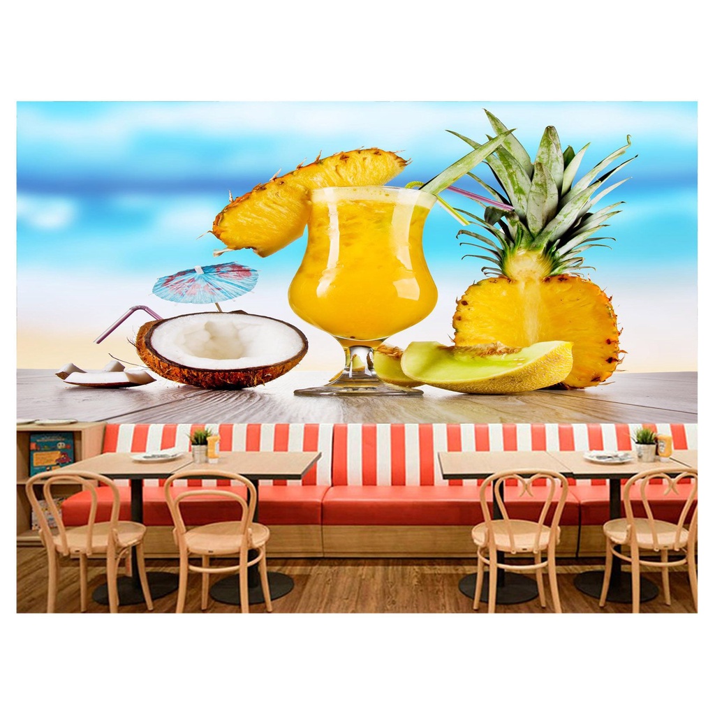papel de parede drinks bebidas pina colada 3D 10m² AL182
