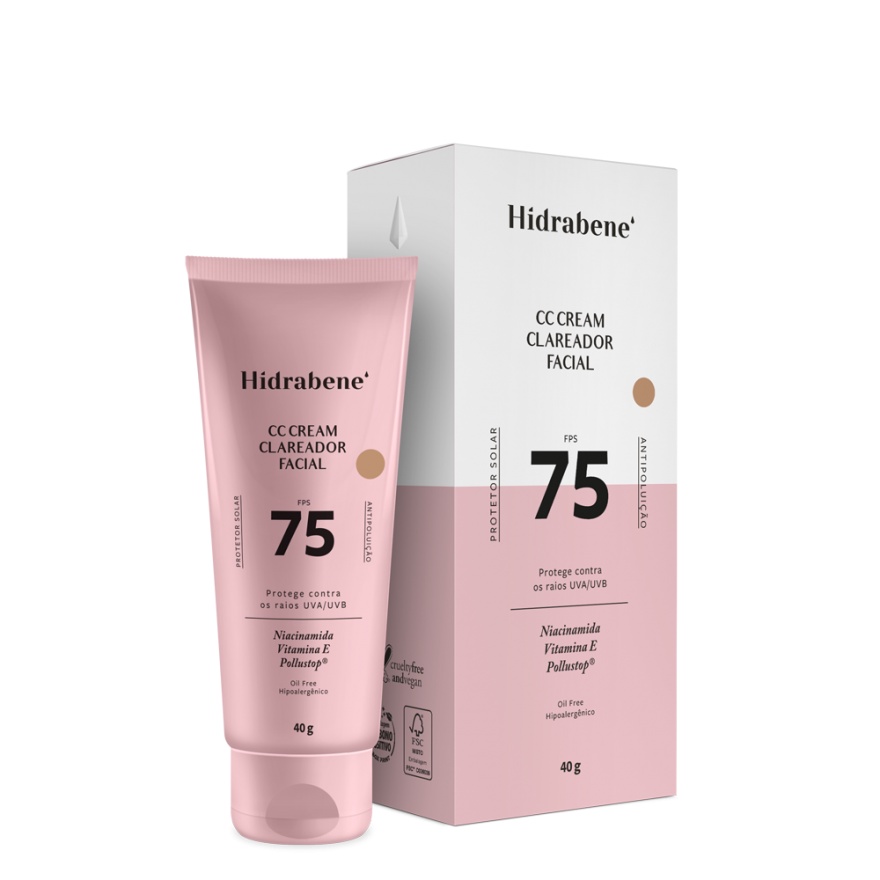 CC Cream Hidrabene Clareador Facial Protetor Solar Facial FPS 75 - 40g em Oferta na Shopee