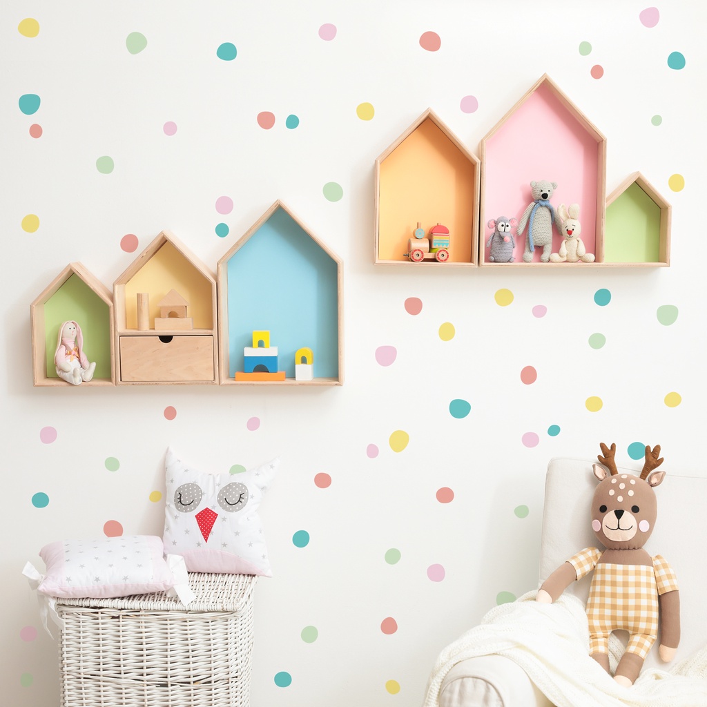 Adesivo De Parede Bolinhas Irregulares tons Pastéis 2m² em Oferta na Shopee