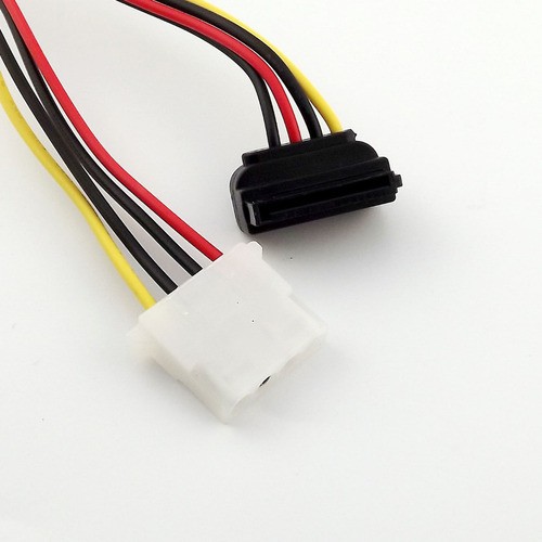 INVERTIDO = Cabo de Força Angulado para HD Sata Unitário (1). Para DVR NVR HVR. Molex Sata Angulado 90G Unitário. Conectores: 1 x Sata Força Fêmea 90G + 1 x Molex IDE PSU Fonte Fêmea.