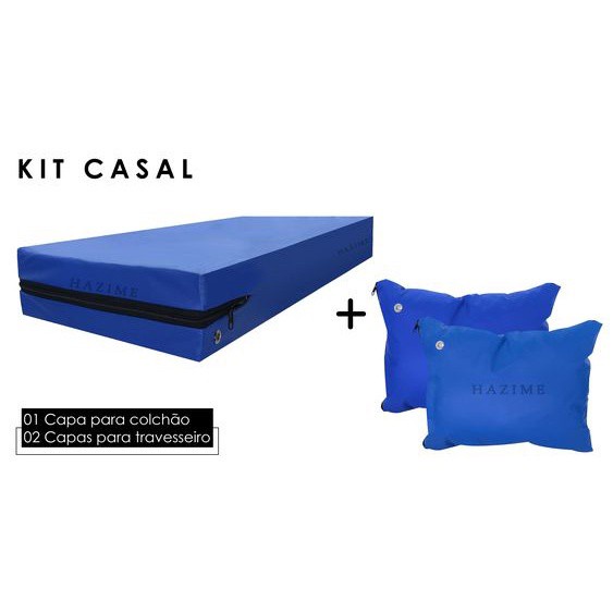 Kit Capa para Colchão Casal Impermeável + 2 Capas para Travesseiro 50 x 70 impermeável - 100% poliéster