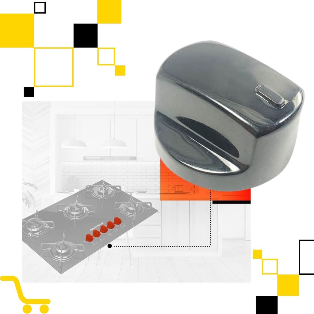Botão Para Cooktop Brastemp BD075AEUNA; BDD75AEUNA; BDD75BXUNA; BDD76AEUNA; BDD76BXUNA; BDD76CXUNA.