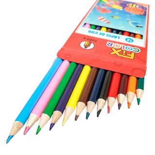 Lápis de Cor 12 Cores Escolar Volta as Aulas - Fix Color