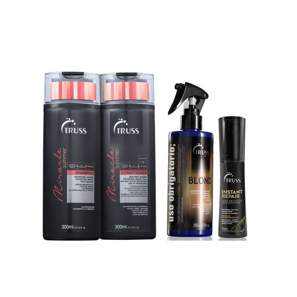 Truss Miracle Summer Shampoo e Condicionador e Instant Repair e Uso Obrigatório Blond
