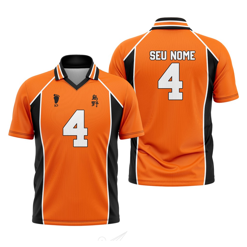 Camiseta Premium Uniforme Karasuno Nome e Número Personalizável Anime Haikyuu em Oferta na Shopee