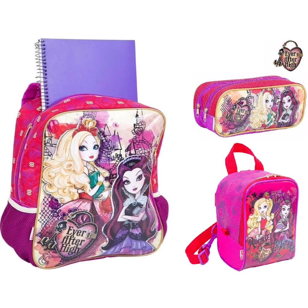 Mochila Escolar Feminina Ever After High Completa Com Estojo e ...