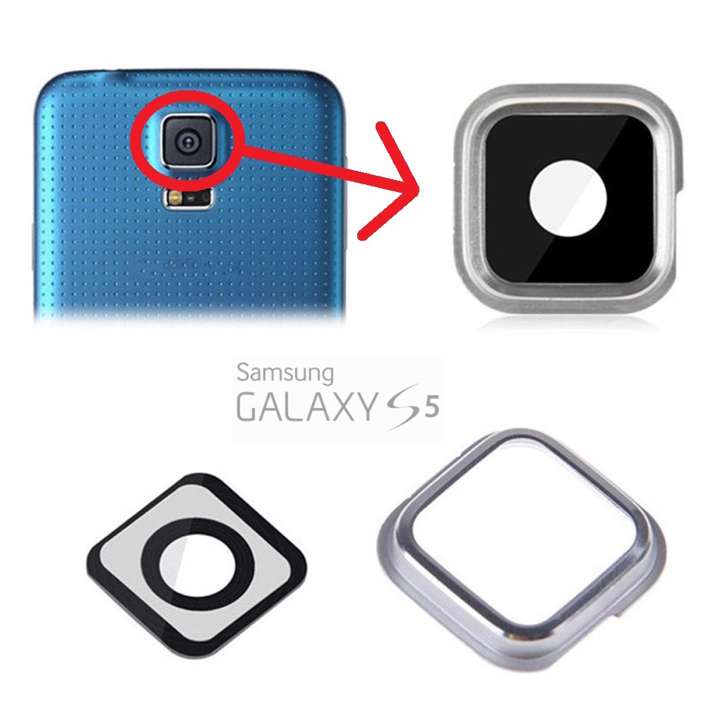 Peça Vidro Câmera compatível com Galaxy S5 Samsung G900m i9600 Lente Moldura Traseira