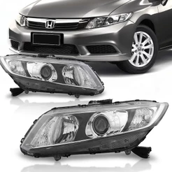 Farol Civic 2012 2013 2014 2015 Foco Duplo Máscara Negra