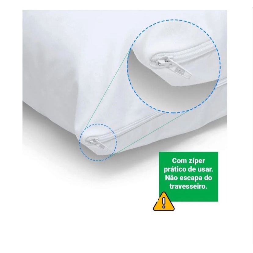Kit 2 fronha impermeável anti - ácaro Cor Branco com zíper 70cm x 50cm Promoção em Oferta na Shopee