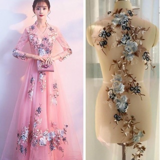 1 Conjunto De Bordados Florais Para Vestido De Casamento Costurar Em Patches Floral Diy Lace Fabrics Applique Fabric em Oferta na Shopee