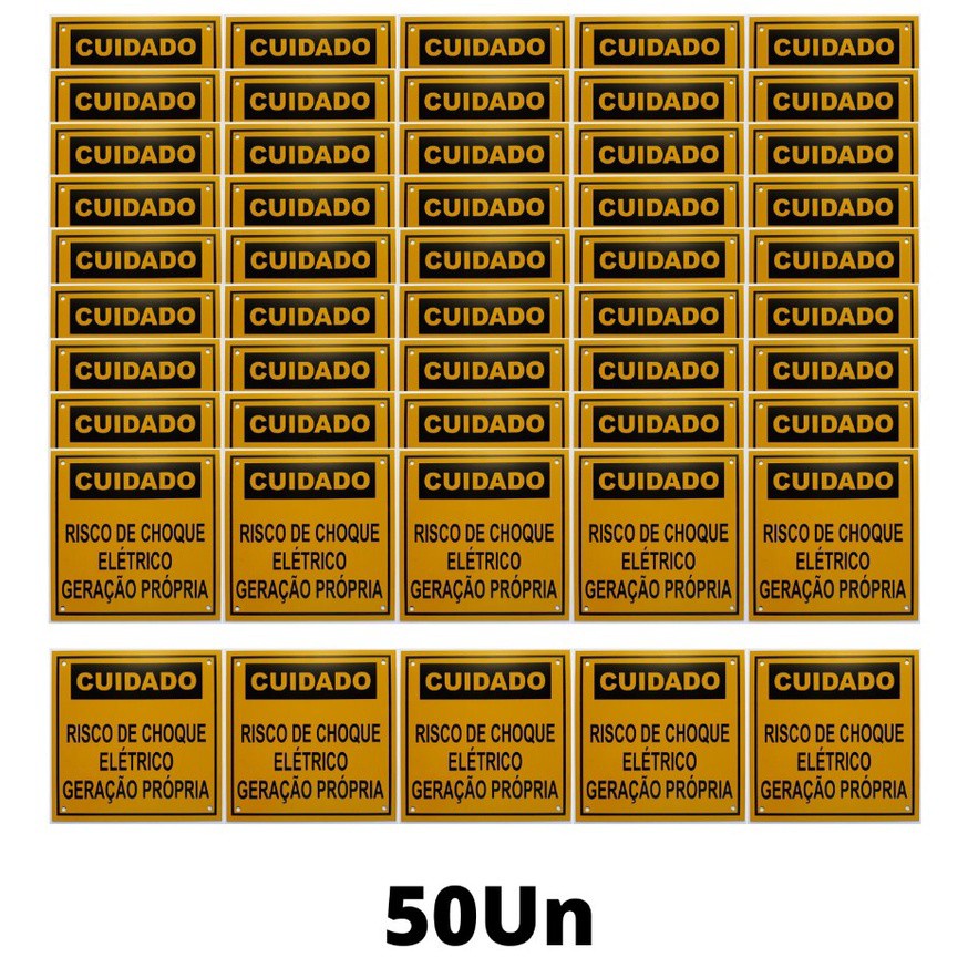 Placa Cuidado - Geração Própria  - Padrão CPFL Tam 13x13 c/ 50un