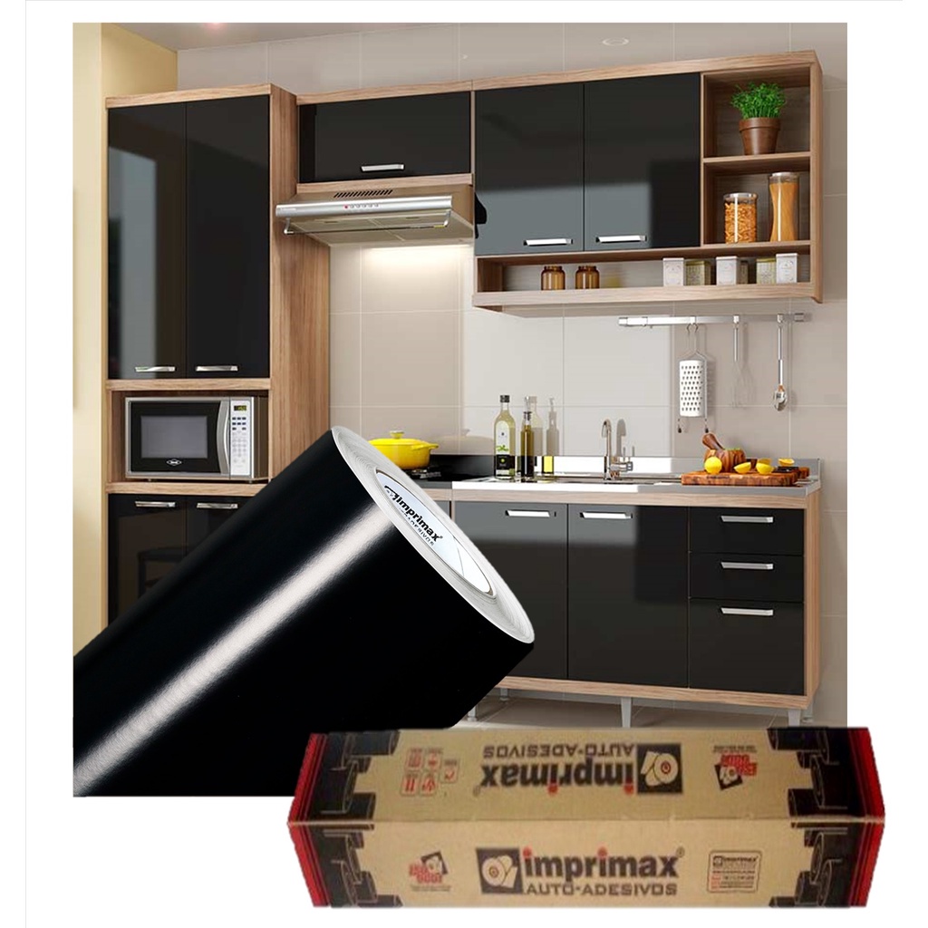 Adesivo Preto Envelopar Armario Cozinha 50cm X 3m | Shopee Brasil