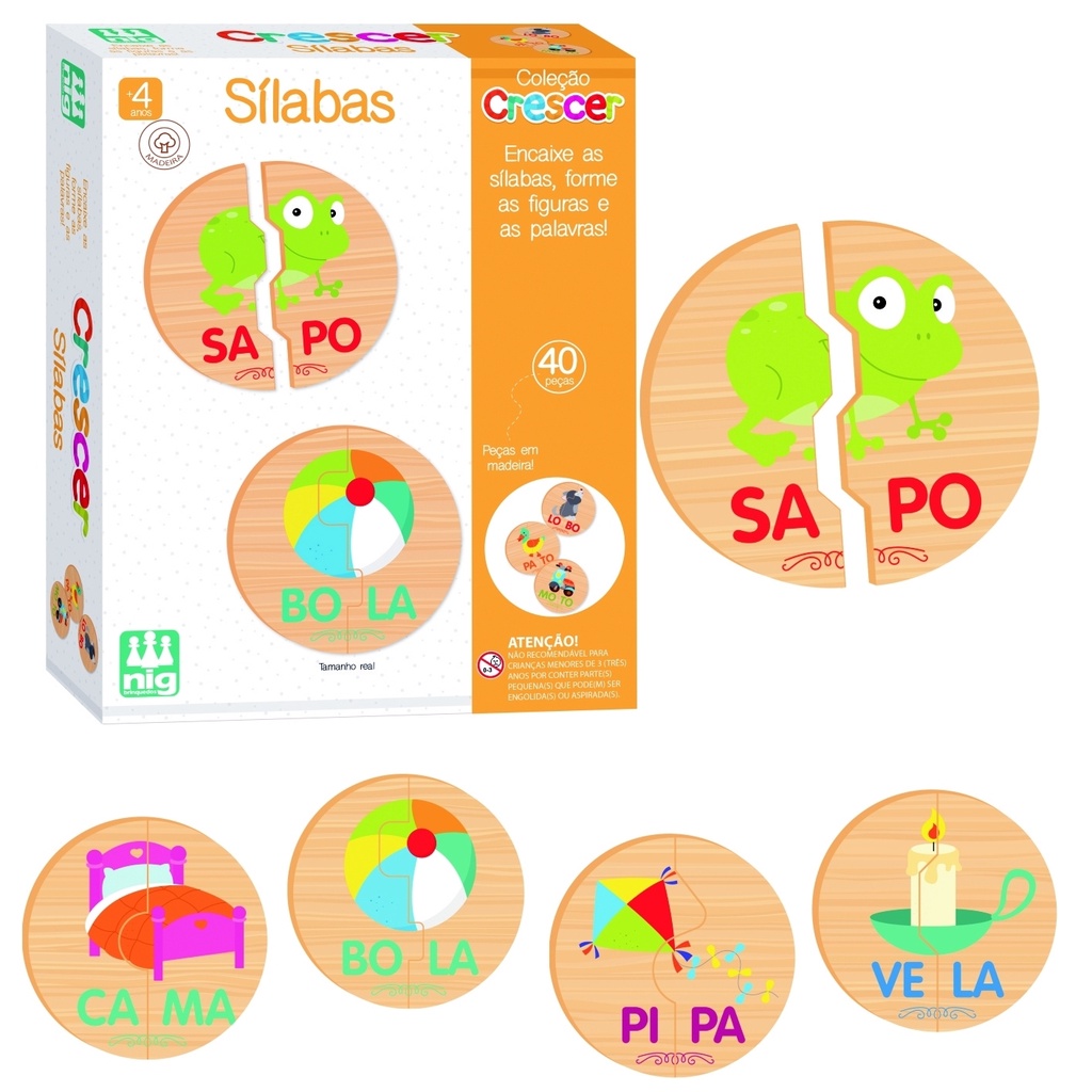 Encaixe Silabas Em Madeira Colecao Crescer Educativo Pedagogicos - Nig Brinquedos em Oferta na Shopee
