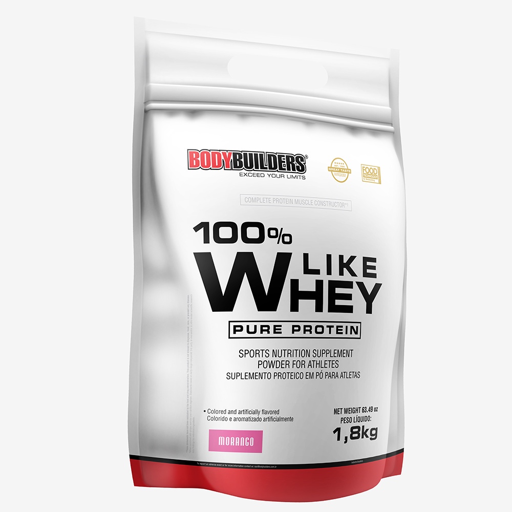Whey Protein 100% Like Whey Pure Protein 1,8kg Refil - Bodybuilders Suplemento em pó para ganho de massa muscular