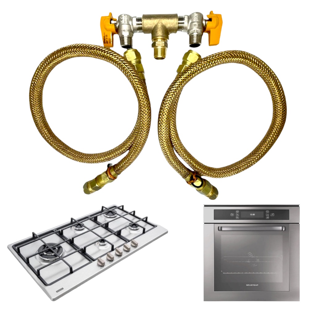 Kit de instalação Cooktop e Forno Gás encanado com 1 Metro Escorrega