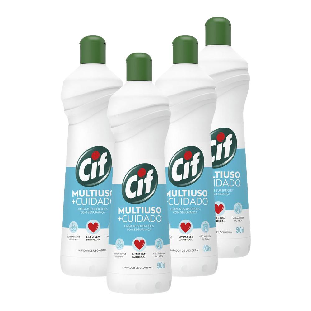 Kit 4 Limpadores Multiuso Cif +Cuidado 500ml - Home & Living