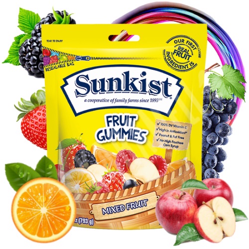 Balas Fruit Gummies Mixed Fruit - Sunkist - Importado Turquia