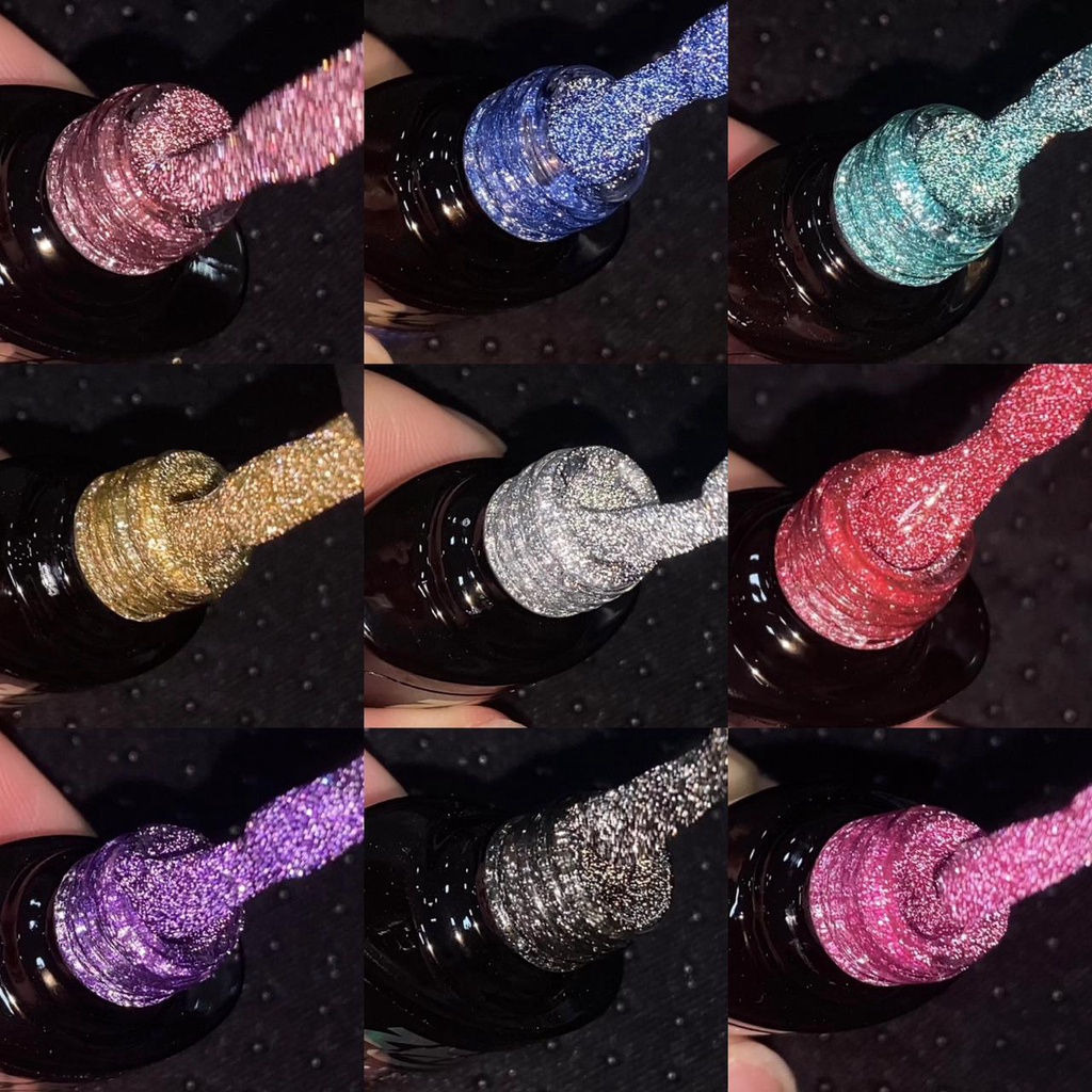 Esmalte REFLETIVO ZEM Gel Glitter Refletivo De Unhas Cor Espumante Lantejoulas Reflectivo Nail art em Oferta na Shopee