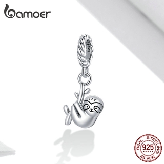 Bamoer Pulseira De Prata Real 925 Com Pingente De Formato De Sloth Para Bracelete Jóias Diy Scx124