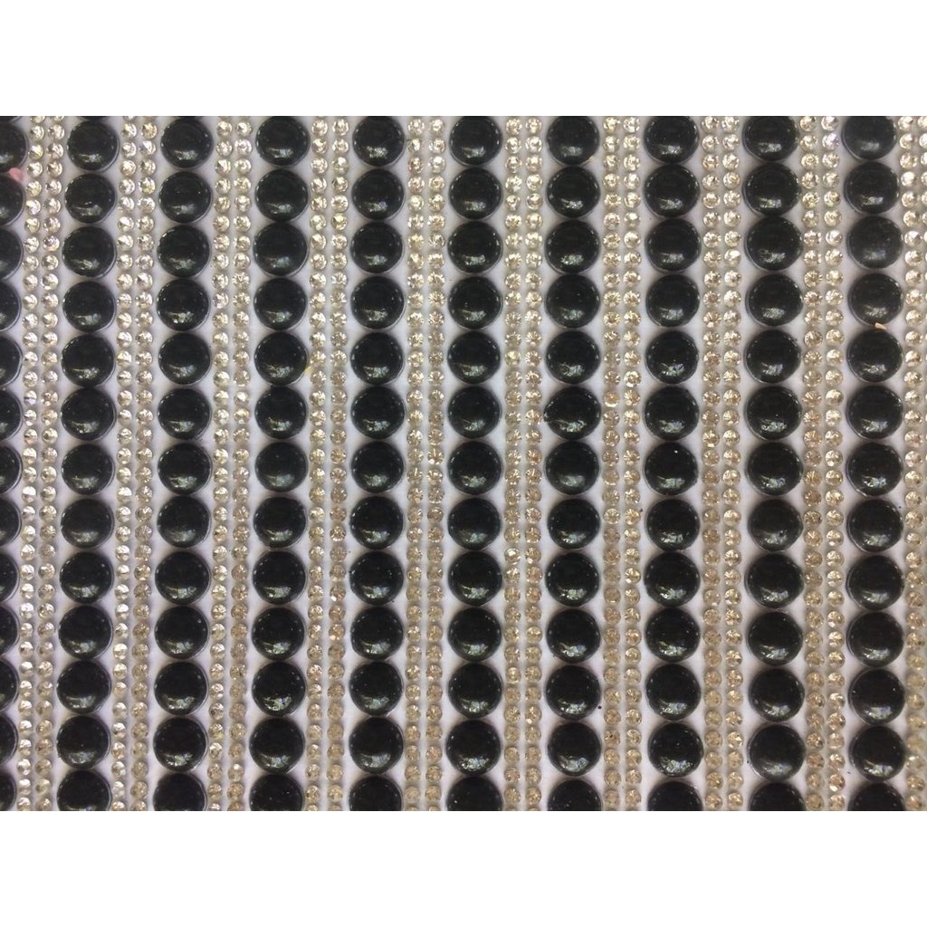 Manta Perola Preto C/ Strass Prata 5mm 24x40cm