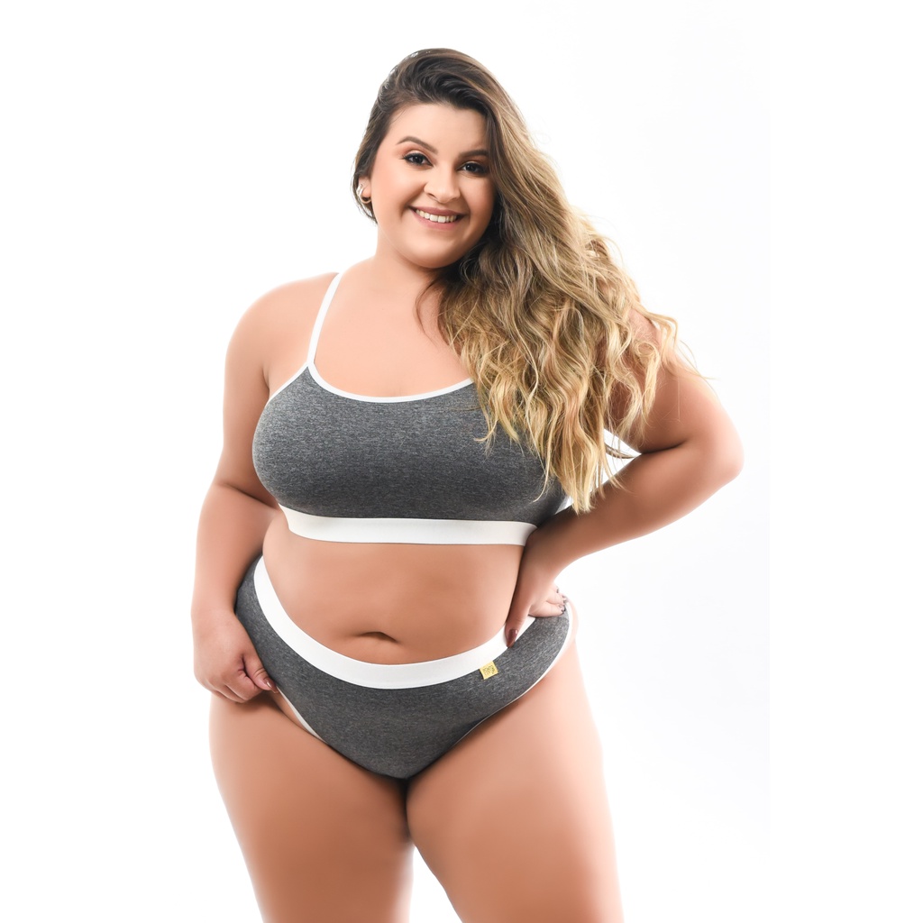 Conjunto Calcinha e Sutiã Plus Size Jade Viscolycra Conforto