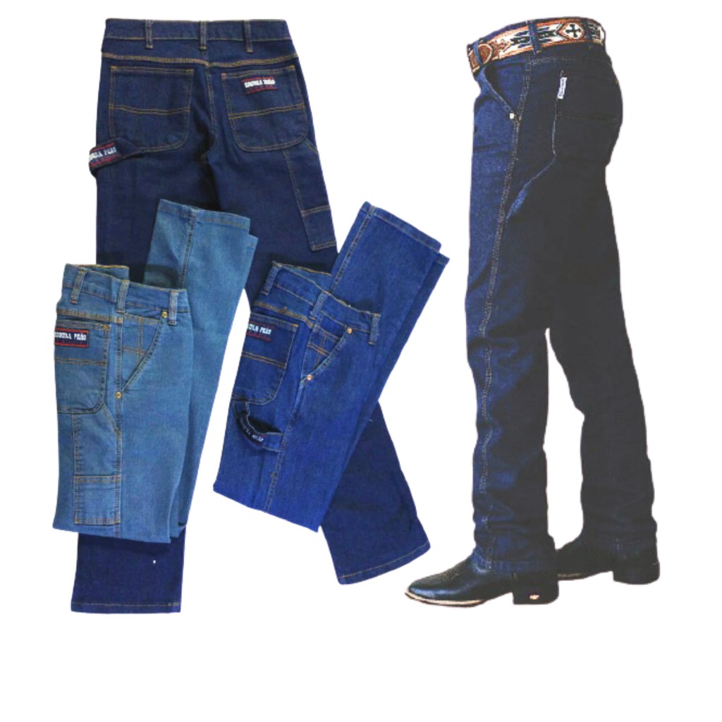 Kit 3 Calças Carpinteiras Jeans Country Masculinas Lycra - Segura Peão ou Laço